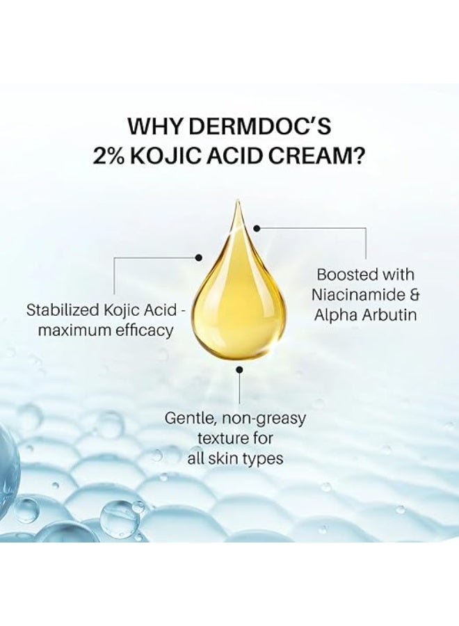 DERMDOC 2% Kojic Acid Glow Fusion Formula Night Cream with Niacinamide & Alpha Arbutin for Skin Brightening (80 gm) | Face Cream I Night Cream I Kojic Acid Brightening Cream I Glowing Skin - Image 4